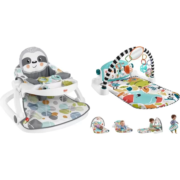 imageFisherPrice Portable Baby Chair SitMeUp Floor Seat with Snack Tray Developmental Toys ampamp Washable Seat Pad Cute SlothSloth