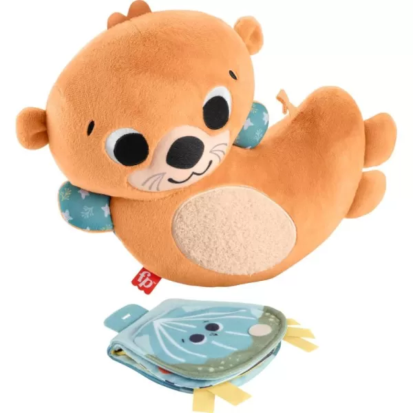 imageFISHERPRICE BABY Plush Sensory Toy 2in1 Rockin Tummy Time Otter with Soft Book for Newborn Tummy Time