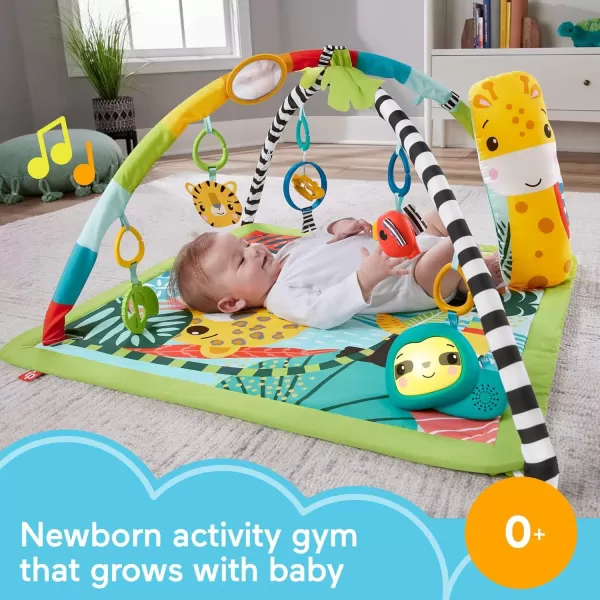 imageFisherPrice Baby Playmat 3in1 Rainforest Sensory Gym with Music ampamp Lights Tummy Wedge ampamp 5 Developmental Toys for Newborns 0 Months