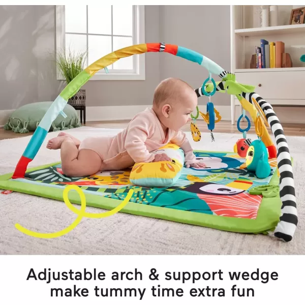 imageFisherPrice Baby Playmat 3in1 Rainforest Sensory Gym with Music ampamp Lights Tummy Wedge ampamp 5 Developmental Toys for Newborns 0 Months