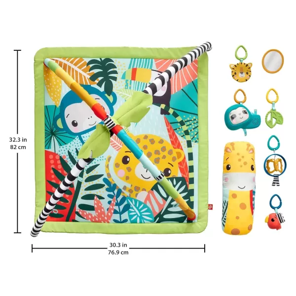 imageFisherPrice Baby Playmat 3in1 Rainforest Sensory Gym with Music ampamp Lights Tummy Wedge ampamp 5 Developmental Toys for Newborns 0 Months