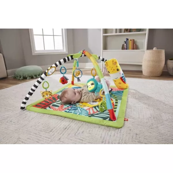 imageFisherPrice Baby Playmat 3in1 Rainforest Sensory Gym with Music ampamp Lights Tummy Wedge ampamp 5 Developmental Toys for Newborns 0 Months