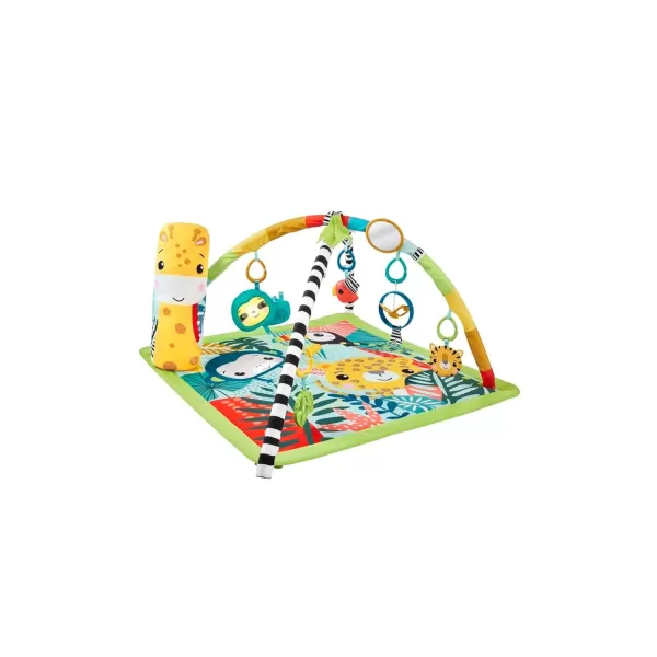 imageFisherPrice Baby Playmat 3in1 Rainforest Sensory Gym with Music ampamp Lights Tummy Wedge ampamp 5 Developmental Toys for Newborns 0 Months