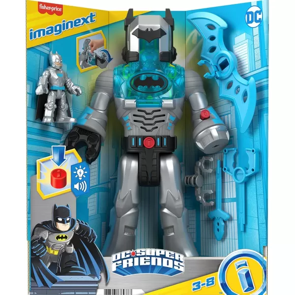 imageFisherPrice Imaginext DC Super Friends Batman Toys Insider ampamp Exo Suit 12Inch Robot with Lights Sounds ampamp Figure for Kids Ages 3 YearsGrey