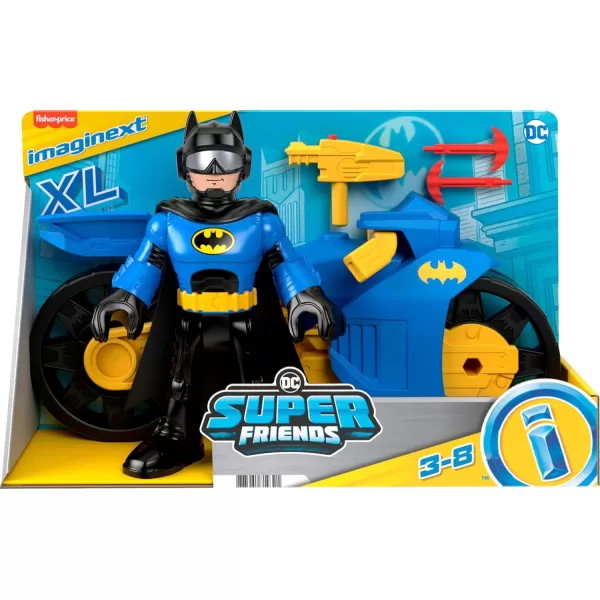 imageFisherPrice Imaginext DC Super Friends Batman Toys XL Batcycle ampamp XL Batman Figure Each 10 Inches for Preschool Kids Ages 3 Years