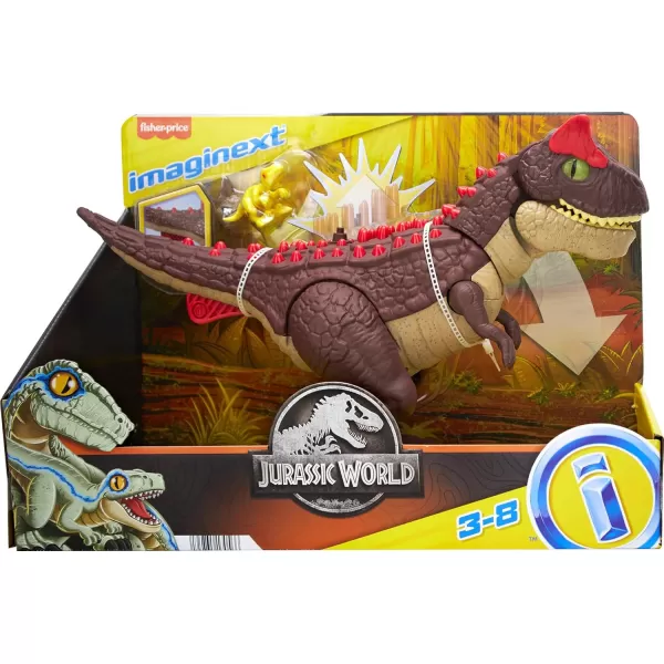 imageFisherPrice Imaginext Jurassic World Dinosaur Toy Spike Strike Carnotaurus 11Inch Figure Set for Pretend Play Preschool Kids Ages 3 Years