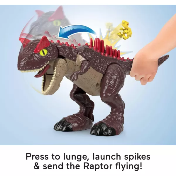 imageFisherPrice Imaginext Jurassic World Dinosaur Toy Spike Strike Carnotaurus 11Inch Figure Set for Pretend Play Preschool Kids Ages 3 Years