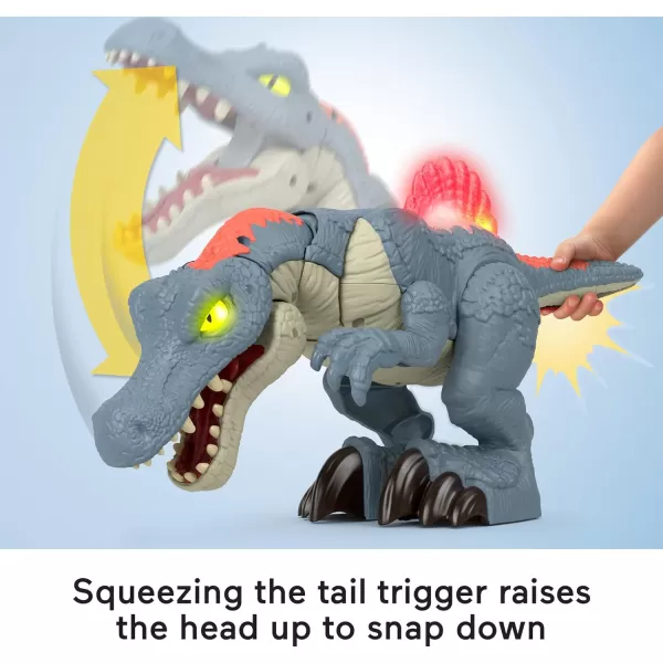 imageFisherPrice Imaginext Jurassic World Dinosaur Toy Ultra Snap Spinosaurus Lights Sounds ampamp Chomping Action for Preschool Kids Ages 3 Years