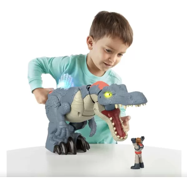 imageFisherPrice Imaginext Jurassic World Dinosaur Toy Ultra Snap Spinosaurus Lights Sounds ampamp Chomping Action for Preschool Kids Ages 3 Years