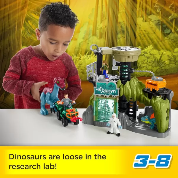 imageFisherPrice Imaginext Jurassic World Toy Dinosaur Lab Playset Owen Grady Maisie ampamp Dr Grant Figures for Preschool Kids Ages 3 Years