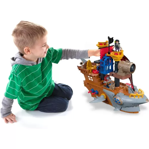 imageFisherPrice Imaginext Preschool Toy Shark Bite Pirate Ship Playset with Figure ampamp Accessories for Pretend Play Ages 3 YearsStandard