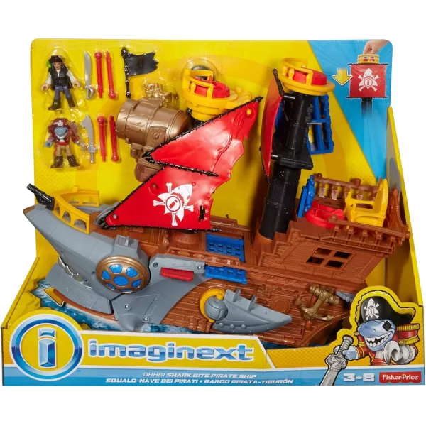 imageFisherPrice Imaginext Preschool Toy Shark Bite Pirate Ship Playset with Figure ampamp Accessories for Pretend Play Ages 3 YearsStandard