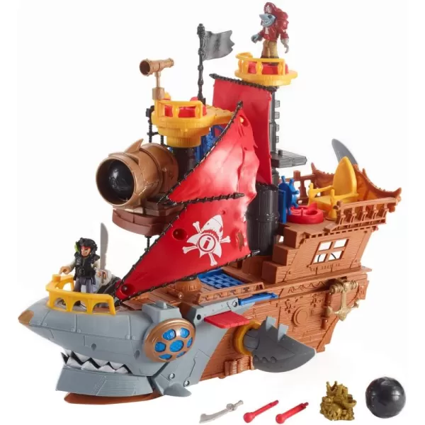 imageFisherPrice Imaginext Preschool Toy Shark Bite Pirate Ship Playset with Figure ampamp Accessories for Pretend Play Ages 3 YearsStandard