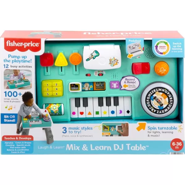 imageFisherPrice Baby ampamp Toddler Toy Laugh ampamp Learn Mix ampamp Learn DJ Table Musical Activity Center with Lights ampamp Sounds for Infants Ages 6 MonthsStandard Packaging