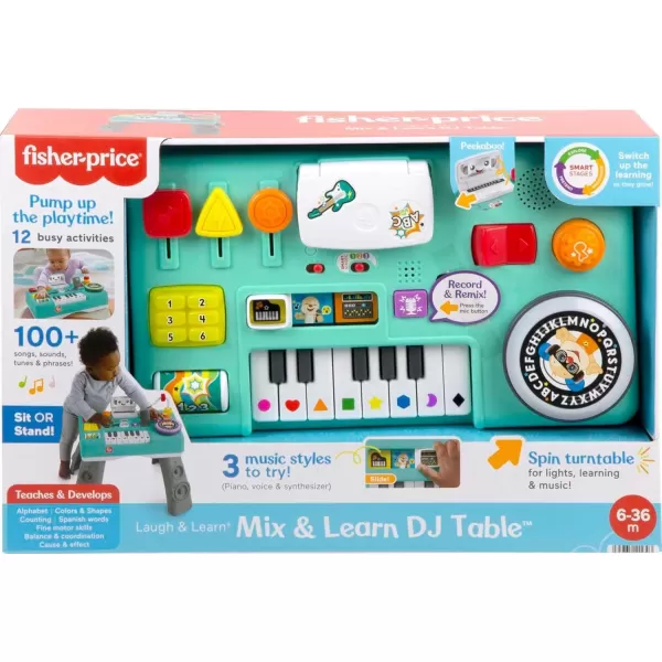 imageFisherPrice Baby ampamp Toddler Toy Laugh ampamp Learn Mix ampamp Learn DJ Table Musical Activity Center with Lights ampamp Sounds for Infants Ages 6 MonthsSimplified Packaging