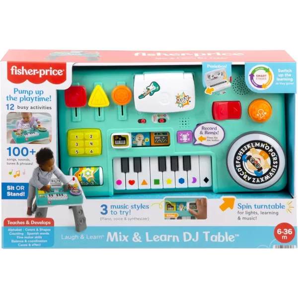 imageFisherPrice Baby ampamp Toddler Toy Laugh ampamp Learn Mix ampamp Learn DJ Table Musical Activity Center with Lights ampamp Sounds for Infants Ages 6 MonthsLanguages Latin  English