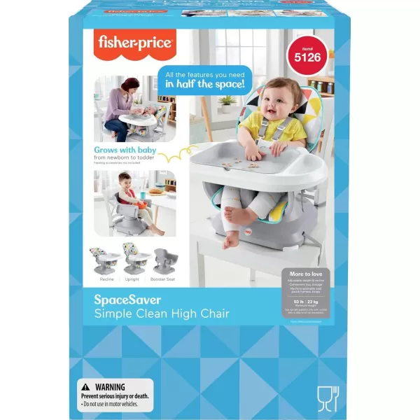 imageFisherPrice Baby to Toddler High Chair SpaceSaver Simple Clean Portable Dining Seat ampamp Booster with Washable Deep Tray ampamp Liner PearfectionMulticolor