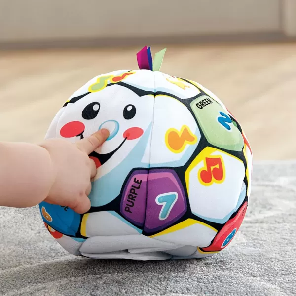 imageFisherPrice Baby to Toddler Toy Laugh ampamp Learn Singin Soccer Ball Musical Plush with Educational Phrases for Infants Ages 6 Months Amazon ExclusiveRetail Packaging