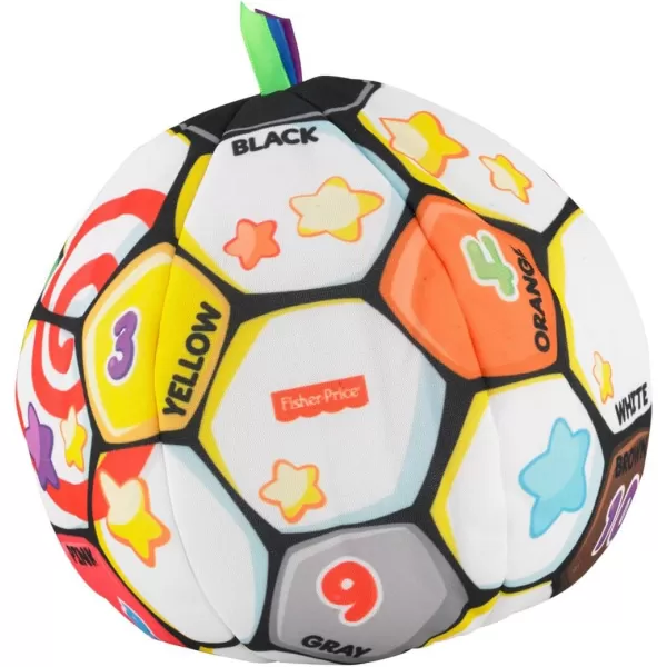 imageFisherPrice Baby to Toddler Toy Laugh ampamp Learn Singin Soccer Ball Musical Plush with Educational Phrases for Infants Ages 6 Months Amazon ExclusiveRetail Packaging