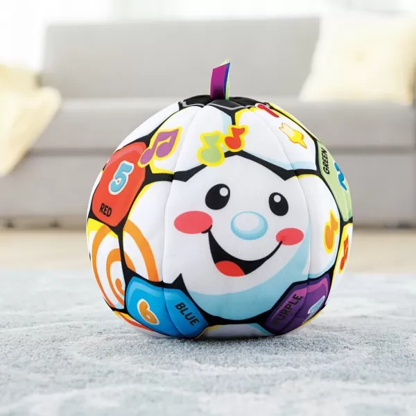 imageFisherPrice Baby to Toddler Toy Laugh ampamp Learn Singin Soccer Ball Musical Plush with Educational Phrases for Infants Ages 6 Months Amazon ExclusiveRetail Packaging