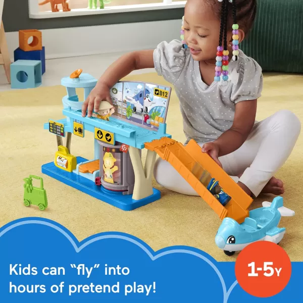 imageFisherPrice Little People Toddler Toy Everyday Adventures Airport Playset with Airplane for Preschool Pretend Play Ages 1 Years