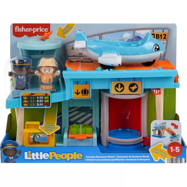 imageFisherPrice Little People Toddler Toy Everyday Adventures Airport Playset with Airplane for Preschool Pretend Play Ages 1 Years