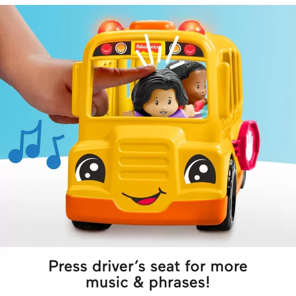 imageFisherPrice Little People Toddler Toy School Bus Musical PushAlong Vehicle with 2 Figures for Pretend Play Ages 1 YearsSchool Bus