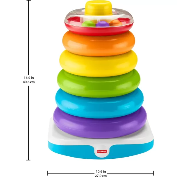 imageFisherPrice Toddler Toy Giant RockAStack 6 Stacking Rings with RolyPoly Base for Ages 1 Years 14 Inches Tall