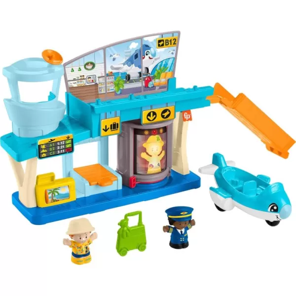 imageFisherPrice Little People Toddler Toy Everyday Adventures Airport Playset with Airplane for Preschool Pretend Play Ages 1 Years