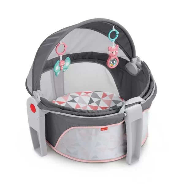 imageFisherPrice Portable Bassinet OnTheGo Baby Dome Travel Play Space with Developmental Newborn Toys ampamp Canopy Rosy Windmill