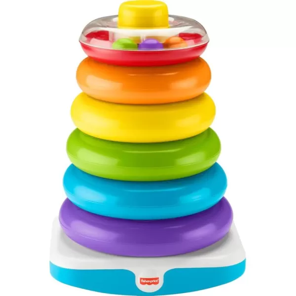 imageFisherPrice Toddler Toy Giant RockAStack 6 Stacking Rings with RolyPoly Base for Ages 1 Years 14 Inches Tall