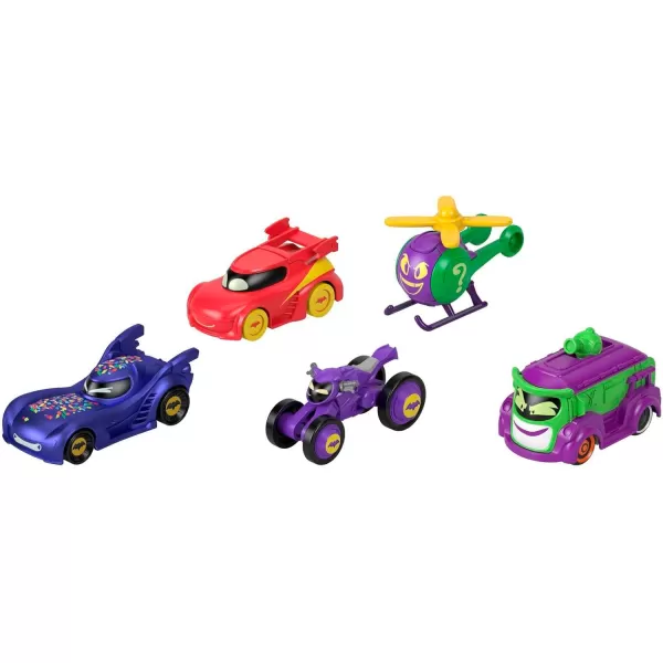 imageFisherPrice DC Batwheels 155 Scale Toy Cars 5Pack Bam Batmobile Redbird Prank Bibi ampamp Quizz Batcast Metal Diecast Vehicles Ages 35pack of Cars