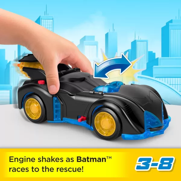 imageFisherPrice Imaginext DC Super Friends Batman Toy Shake ampamp Spin Batmobile with Poseable Figure for Pretend Play Kids Ages 3 Years