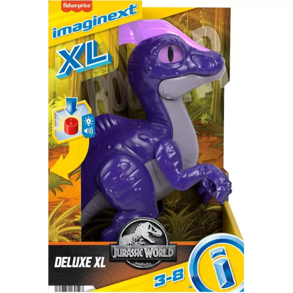 imageFisherPrice Imaginext Jurassic World Dinosaur Toy Deluxe Parasaurolophus XL Figure Lights ampamp Sounds for Pretend Play Preschool Kids Ages 3 Years