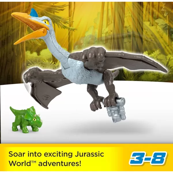 imageFisherPrice Imaginext Jurassic World Dinosaur Toy Soaring Quetzal Figure Set for Pretend Play Preschool Kids Ages 3 Years