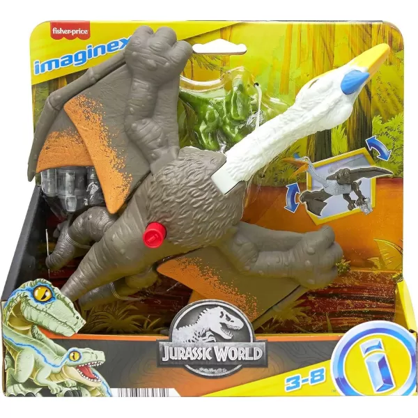 imageFisherPrice Imaginext Jurassic World Dinosaur Toy Soaring Quetzal Figure Set for Pretend Play Preschool Kids Ages 3 Years