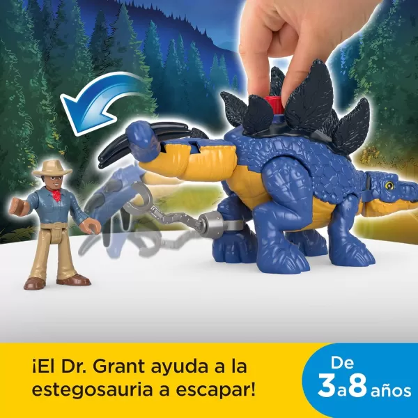 imageFisherPrice Imaginext Jurassic World Dinosaur Toy Stegosaurus ampamp Dr Alan Grant Figure Set for Pretend Play Preschool Kids Ages 3 Years