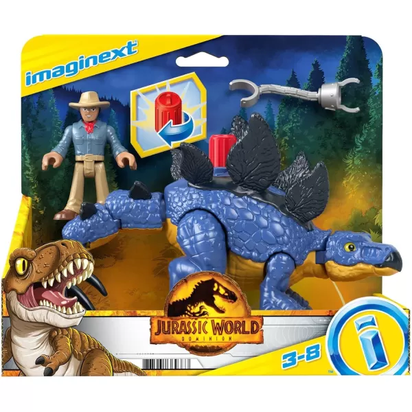 imageFisherPrice Imaginext Jurassic World Dinosaur Toy Stegosaurus ampamp Dr Alan Grant Figure Set for Pretend Play Preschool Kids Ages 3 Years