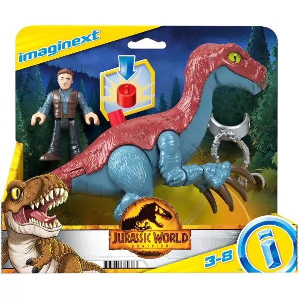 imageFisherPrice Imaginext Jurassic World Dinosaur Toy Therizinosaurus ampamp Owen Grady Figure Set for Pretend Play Preschool Kids Ages 3 Years