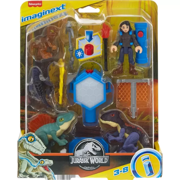 imageFisherPrice Imaginext Jurassic World Dinosaur Toys EvoScanner MultiPack 10Piece LightUp Figures Set for Ages 3 Years