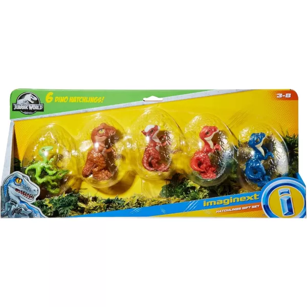 imageFisherPrice Imaginext Jurassic World Dinosaur Toys Hatchlings 6Piece Figure Set for Pretend Play Preschool Kids Ages 3 Years