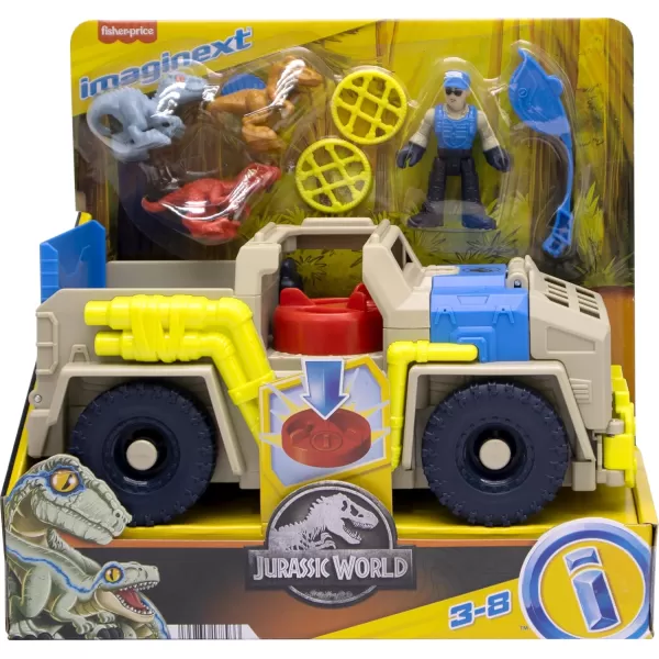 imageFisherPrice Imaginext Jurassic World Dinosaur Toys Track ampamp Transport Dino Truck ampamp Figure Set for Pretend Play Kids Ages 3 Years