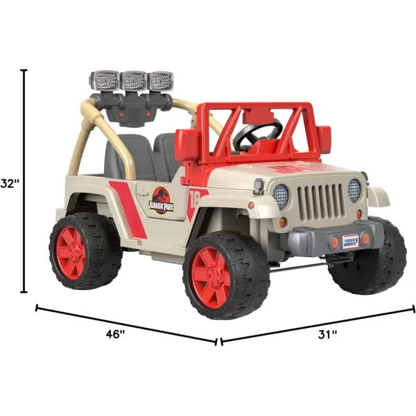 imagePower Wheels Jurassic Park Jeep Wrangler RideOn Battery Powered Vehicle with Dinosaur Sounds ampamp Lights for Preschool Kids Ages 3 YearsJurassic Park