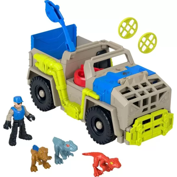 imageFisherPrice Imaginext Jurassic World Dinosaur Toys Track ampamp Transport Dino Truck ampamp Figure Set for Pretend Play Kids Ages 3 Years