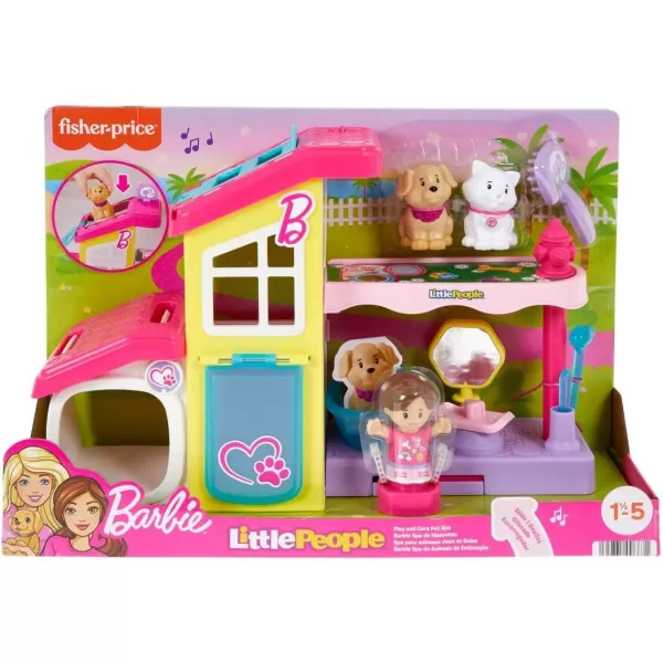 imageFisherPrice Little People Barbie Toddler Toy Play and Care Pet Spa Playset with Music ampamp Sounds for Pretend Play Kids Ages 18 Months