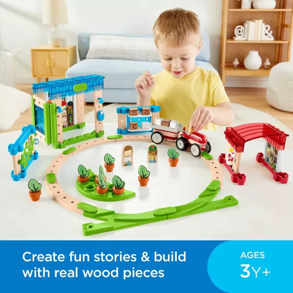 imageFisherPrice Wooden Building Toy Wonder Makers Design System Build Around Town Starter Kit 75 Wood Piece Playset for Preschool Kids Ages 3 YearsStandard