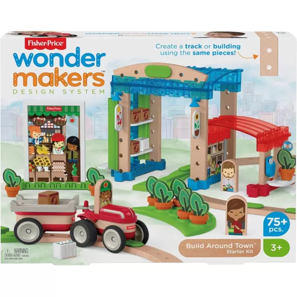 imageFisherPrice Wooden Building Toy Wonder Makers Design System Build Around Town Starter Kit 75 Wood Piece Playset for Preschool Kids Ages 3 YearsStandard