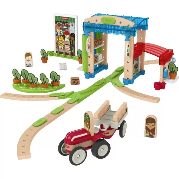 imageFisherPrice Wooden Building Toy Wonder Makers Design System Build Around Town Starter Kit 75 Wood Piece Playset for Preschool Kids Ages 3 YearsStandard