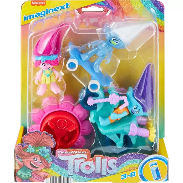 imageFisherPrice Imaginext DreamWorks Trolls Toys Sparkle ampamp Roll Pack Poppy Branch ampamp Guy Diamond Figures for Pretend Play Kids Ages 3 Years