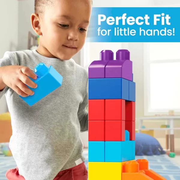 imageMEGA BLOKS First Builders Toddler Blocks Toys Set Big Building Bag with 80 Pieces and Storage Pink Ages 1 YearsBlue Bag